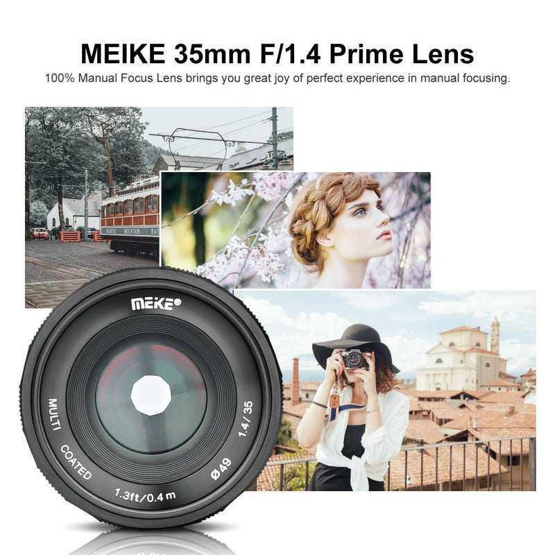 Meike 35mm F1.4 Large Aperture Manual Focus Lens APS-C Compatible with Sony E Mount Mirrorless Cameras NEX 3 NEX 3N NEX 5 NEX 5T NEX 5R NEX 6 7 A5000 A5100 A6000 A6100 A6300 A6500 A6600 A6400 A6700 - Image 2