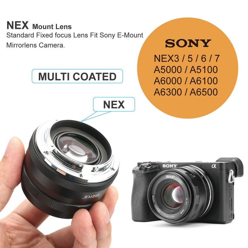 Meike 35mm F1.4 Large Aperture Manual Focus Lens APS-C Compatible with Sony E Mount Mirrorless Cameras NEX 3 NEX 3N NEX 5 NEX 5T NEX 5R NEX 6 7 A5000 A5100 A6000 A6100 A6300 A6500 A6600 A6400 A6700 - Image 5