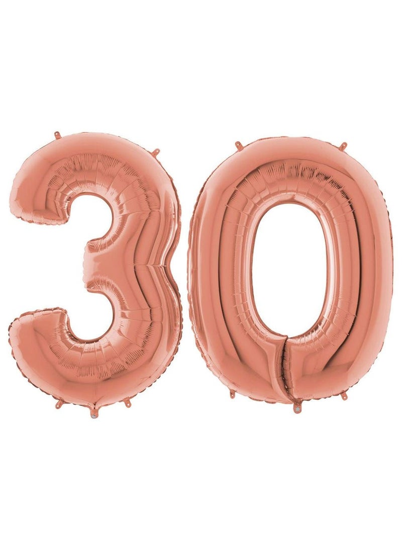 مجموعة بالونات عيد ميلاد رقم 30 عامًا باللون الذهبي الوردي 100 سم