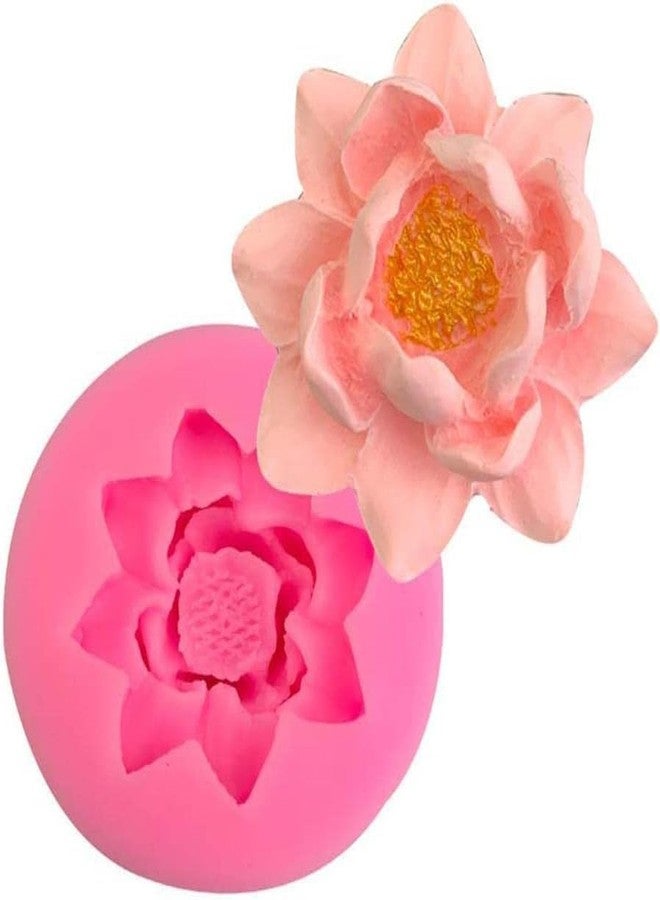 aoukoslt Pink 3D Flower Lotus Silicone Mold for DIY Cupcake Cake Topper Decoration, Jelly Shots Fondant Mold Crystal Handmade Ice Cream Soap Mould, Gum Paste Molds - Image 1