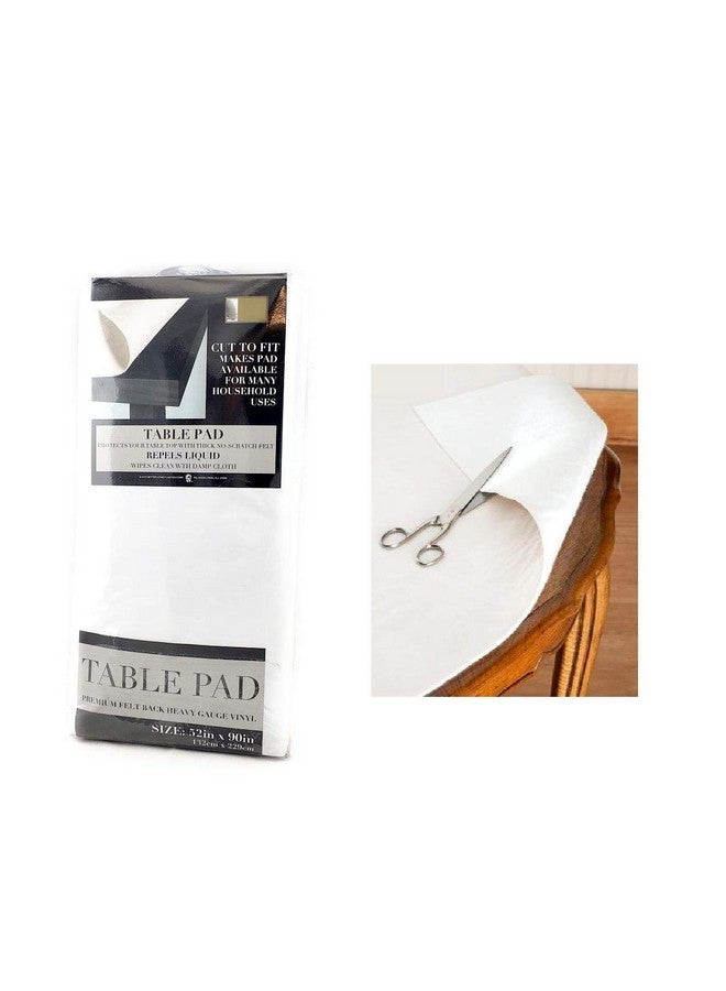 Homestyle Felt Back Vinyl Table Pad Size 52" x 90" Cut to Fit White - Image 1
