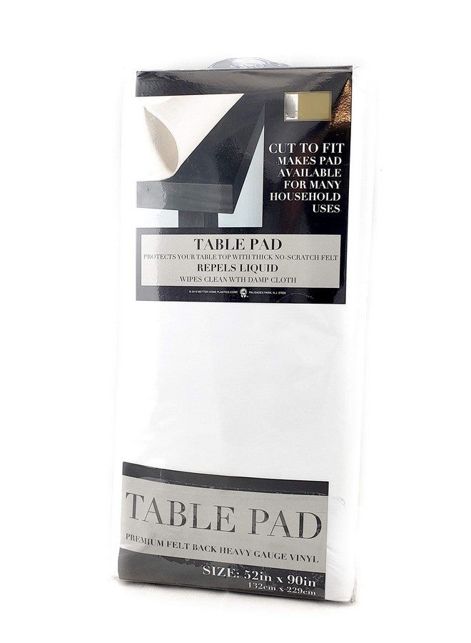 Homestyle Felt Back Vinyl Table Pad Size 52" x 90" Cut to Fit White - Image 2
