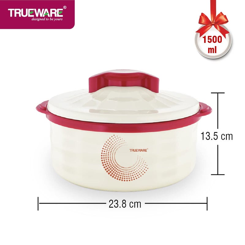 Trueware TRUEWARE Stylus Casserole 1800 Inner Steel Casserole 1500 ml Mahroon PU Insulated BPA free Odour Proof Food Grade Easy to Carry Easy to Store Ideal For Chapatti Roti Curd Maker Kitchen Storage Kitchen accesseroies Thermoware Hot Pot  - Image 2