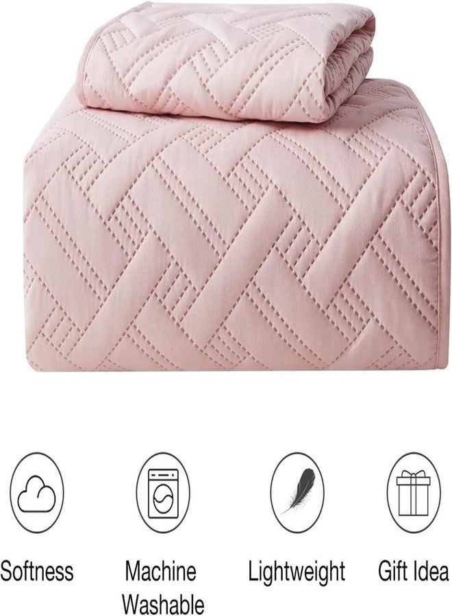 VAS Collections 100% Cotton Ultrasonic Embossed Solid Lightweight Microfiber All Season with 2 Pillow Case King Size - 90X100 Inches - Pink, 280 Tc, 1 Ultrasonic Bed Cover, 2 Pillow Covers, 1 Count - Image 2