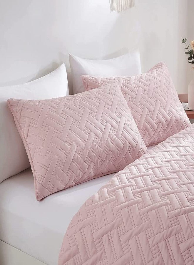 VAS Collections 100% Cotton Ultrasonic Embossed Solid Lightweight Microfiber All Season with 2 Pillow Case King Size - 90X100 Inches - Pink, 280 Tc, 1 Ultrasonic Bed Cover, 2 Pillow Covers, 1 Count - Image 3