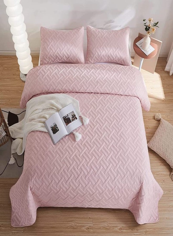 VAS Collections 100% Cotton Ultrasonic Embossed Solid Lightweight Microfiber All Season with 2 Pillow Case King Size - 90X100 Inches - Pink, 280 Tc, 1 Ultrasonic Bed Cover, 2 Pillow Covers, 1 Count - Image 5