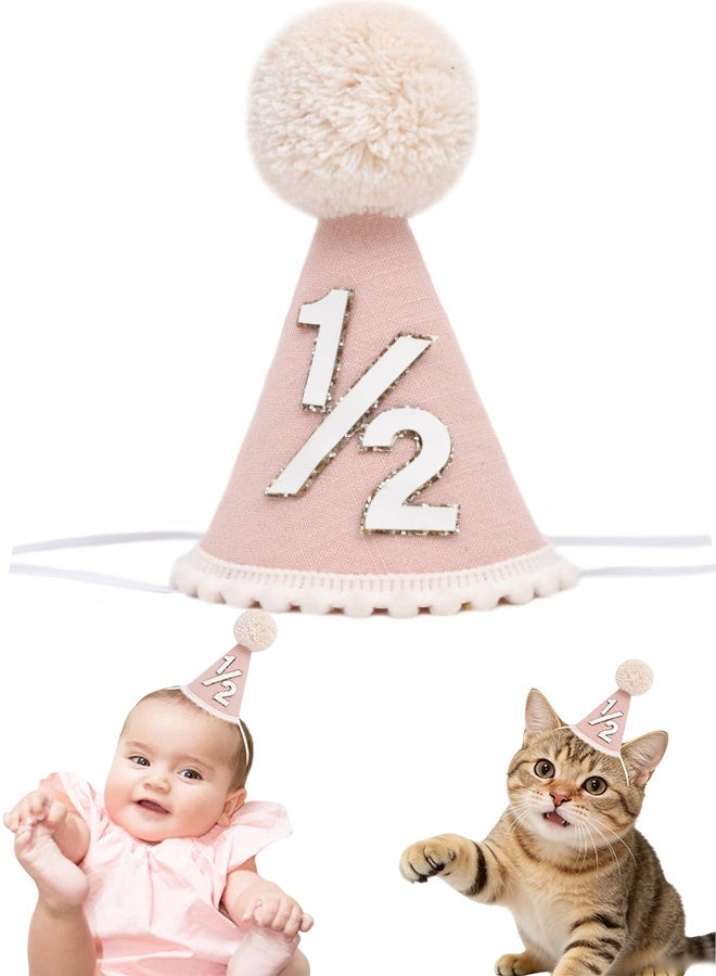 قبعة ناعمة بلون وردي خفيف لعيد الميلاد نصف سنوي قبعة مخروطية للأطفال عمر ستة أشهر زينة قبعة حفلات ملابس للأطفال البنات والأولاد تصميم مخروطي لطيف للحيوانات الأليفة للاحتفالات بعيد الميلاد زينة كعكة سماش جلسات تصوير الحفلات المنزلية مستلزمات الحفلات - Image 1