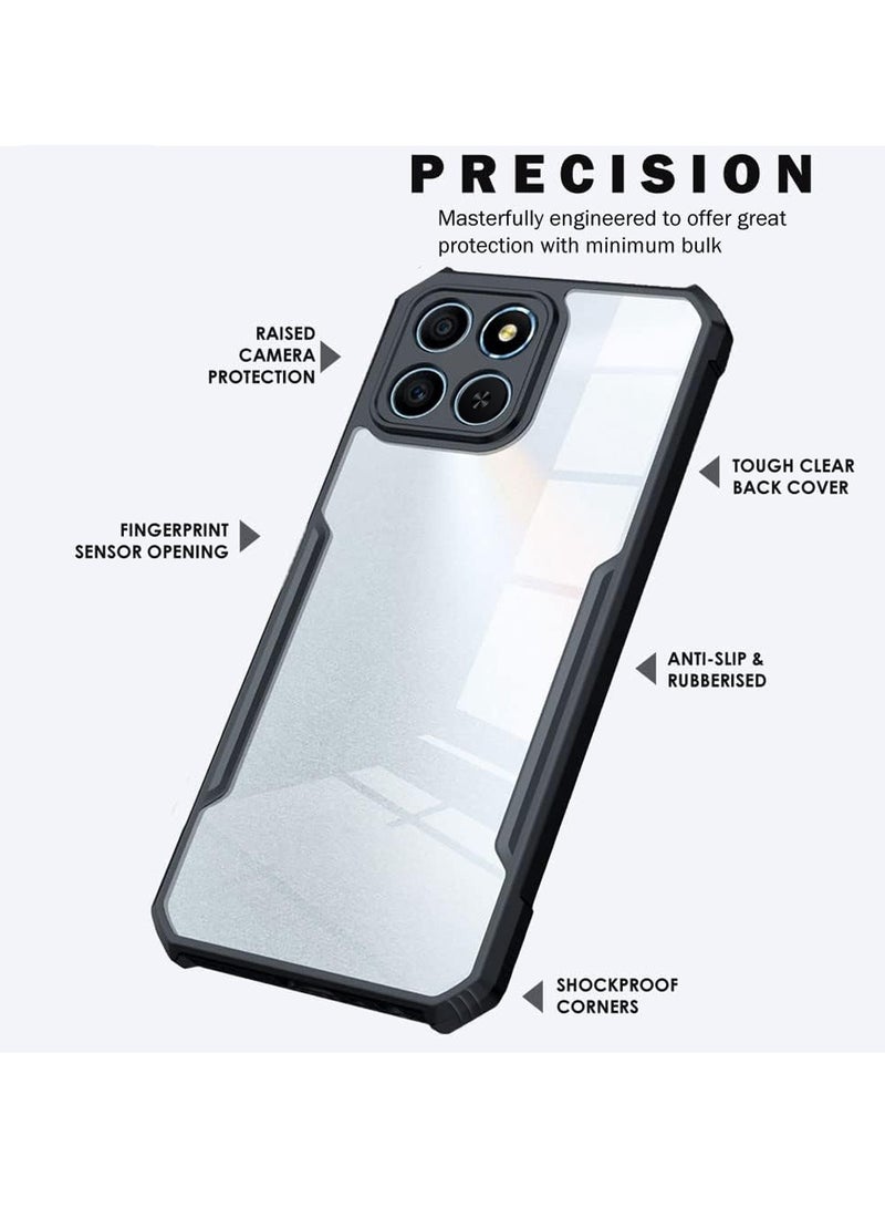 Wtech Honor X6c 4G 2025 Hybrid TPU Silicone with Raised Armour Bumpers Slim Case Cover (MCAPSA) - Clear/Black - Image 2