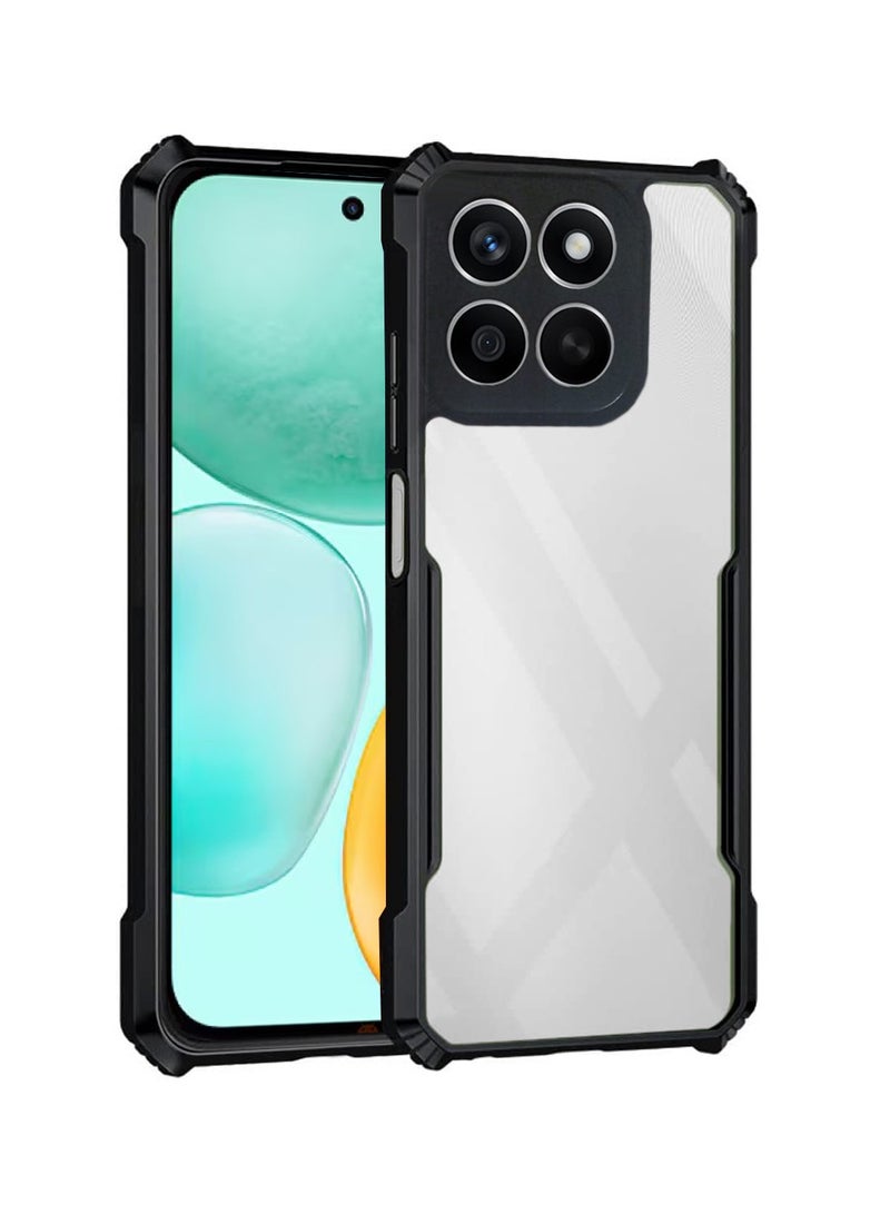Wtech Honor X6c 4G 2025 Hybrid TPU Silicone with Raised Armour Bumpers Slim Case Cover (MCAPSA) - Clear/Black - Image 1