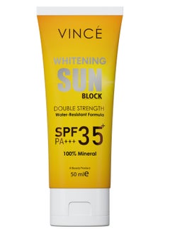 VINCE Sunblock SPF 35 – 100% Mineral Protection Against Sun UVA/UVB Rays – Prevents Sunspots – Hydrates, Brightens Skin, and Prevents Premature Aging – Water-Resistant, 50ml  - Image 1