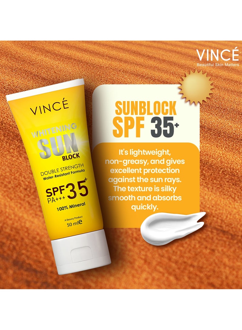 فينس واقي من الشمس بعامل حماية من أشعة الشمس SPF 35 – حماية معدنية بنسبة 100% ضد أشعة الشمس فوق البنفسجية UVA/UVB – يمنع ظهور البقع الشمسية – يرطب البشرة ويضفي عليها إشراقة ويمنع الشيخوخة المبكرة – مقاوم للماء، 50 مل - Image 3