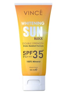 VINCE Sunblock SPF 35 – 100% Mineral Protection Against Sun UVA/UVB Rays – Prevents Sunspots – Hydrates, Brightens Skin, and Prevents Premature Aging – Water-Resistant, 50ml  - Image 1