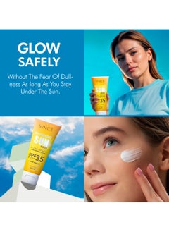 VINCE Sunblock SPF 35 – 100% Mineral Protection Against Sun UVA/UVB Rays – Prevents Sunspots – Hydrates, Brightens Skin, and Prevents Premature Aging – Water-Resistant, 50ml  - Image 2