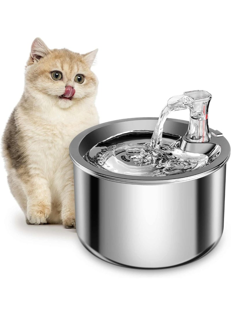 Cat Water Fountain Stainless Steel, 2 L Cat Fountain for Drinking, Pet Water Fountain for Cats Indoor, Automatic cat water Dispenser with 2 Flow Modes, kitty Spout Fountain for Cats Dogs - Image 2