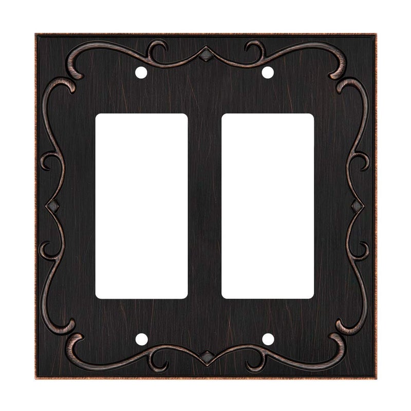 French Cabriole Decorative Wall Plate Switch Plate Outlet Cover Double Decorator Aged Bronze