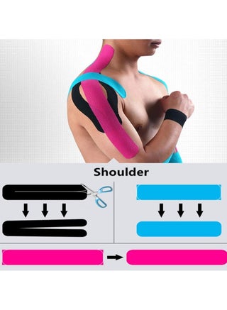 Kinesiology Tape, Muscle Tape Therapeutic & Hypoallergenic Sports Strapping Tape, Breathable and Waterproof Adhesive for Sports & Injury Recovery for Gym Fitness Running Tennis Swimming Football 5m - view 2