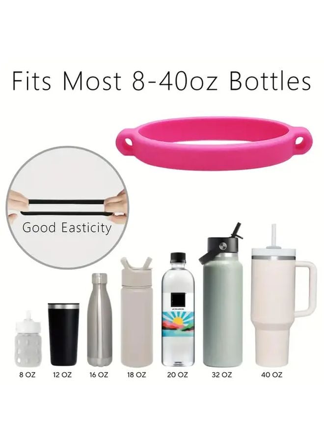 Peach Pink Water Bottle Handle Ring Stretchable Fit For 8 40oz Bottles Durable Non Slip Grip - Image 2