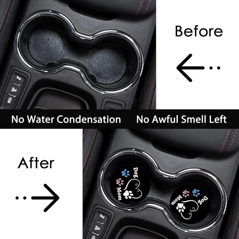 Ldntly Car Coasters for Cup Holders,2 Pack Dog Mom Paw Car Coasters,2.75" Universal Size Anti Slip Rubber Mat,Automotive Cup Holder Decal Decor Accessories,Dog Mom Paw Gifts for Women,Men,Mom - Image 3