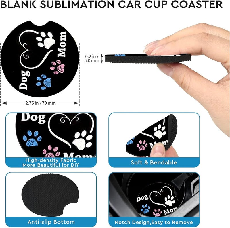 Ldntly Car Coasters for Cup Holders,2 Pack Dog Mom Paw Car Coasters,2.75" Universal Size Anti Slip Rubber Mat,Automotive Cup Holder Decal Decor Accessories,Dog Mom Paw Gifts for Women,Men,Mom - Image 4