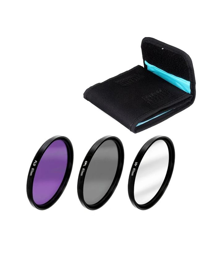 52mm 3 In 1 Digital SLR Filter Set With UV CPL FLD And Storage Bag - Image 1