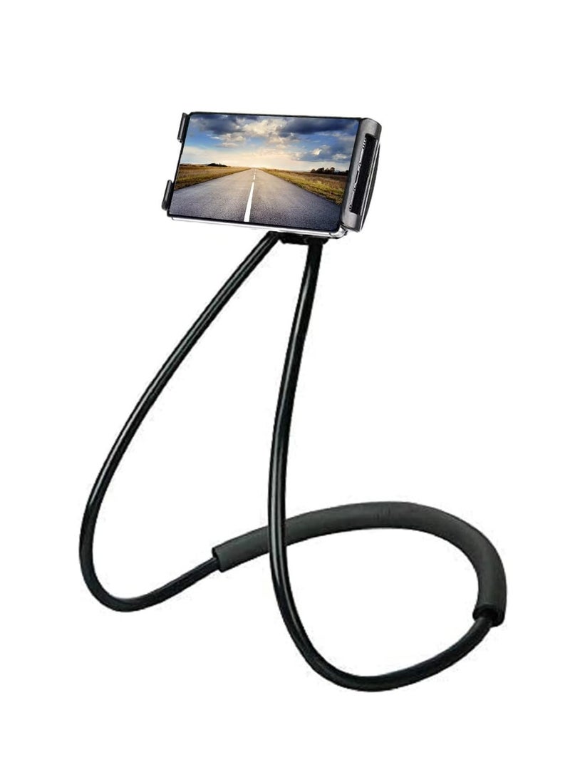Hihonor Universal Smart Mobile Phone Stand,Hanging on Neck Cell Phone Mount Holder, Flexible Lazy Bracket DIY Free Rotating for Multiple Functions (Black) - Image 1