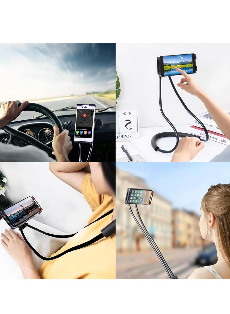 Hihonor Universal Smart Mobile Phone Stand,Hanging on Neck Cell Phone Mount Holder, Flexible Lazy Bracket DIY Free Rotating for Multiple Functions (Black) - Image 5