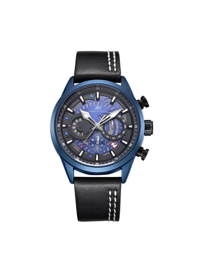 KENNETH SCOTT Men's PU Chronograph Watch K25107-LLLB - 44 mm