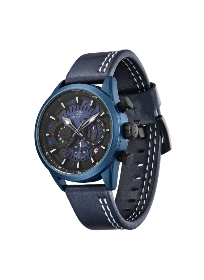 KENNETH SCOTT Men's PU Chronograph Watch K25107-LLLB - 44 mm