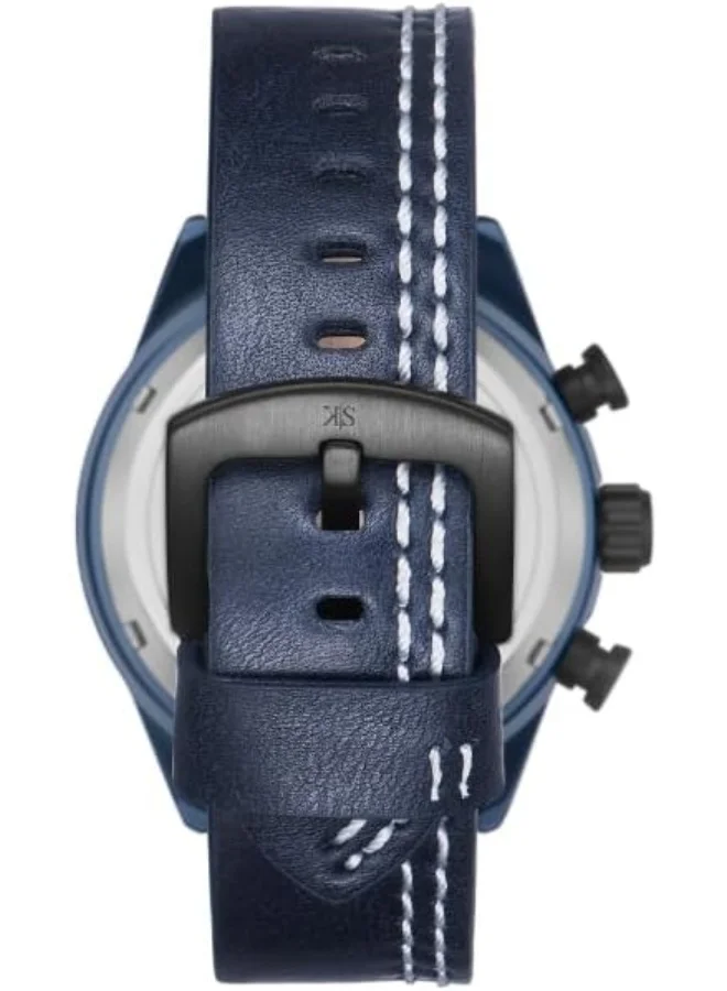 KENNETH SCOTT Kenneth Scott Men's Watch, Chronograph Display and PU Strap - K25107-LLLB, Blue
