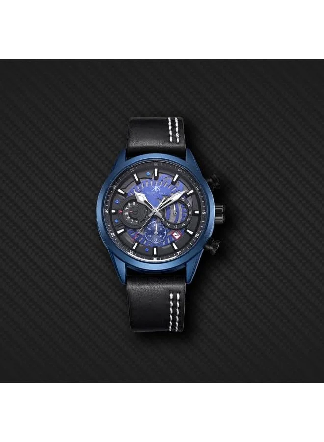 KENNETH SCOTT Kenneth Scott Men's Watch, Chronograph Display and PU Strap - K25107-LLLB, Blue