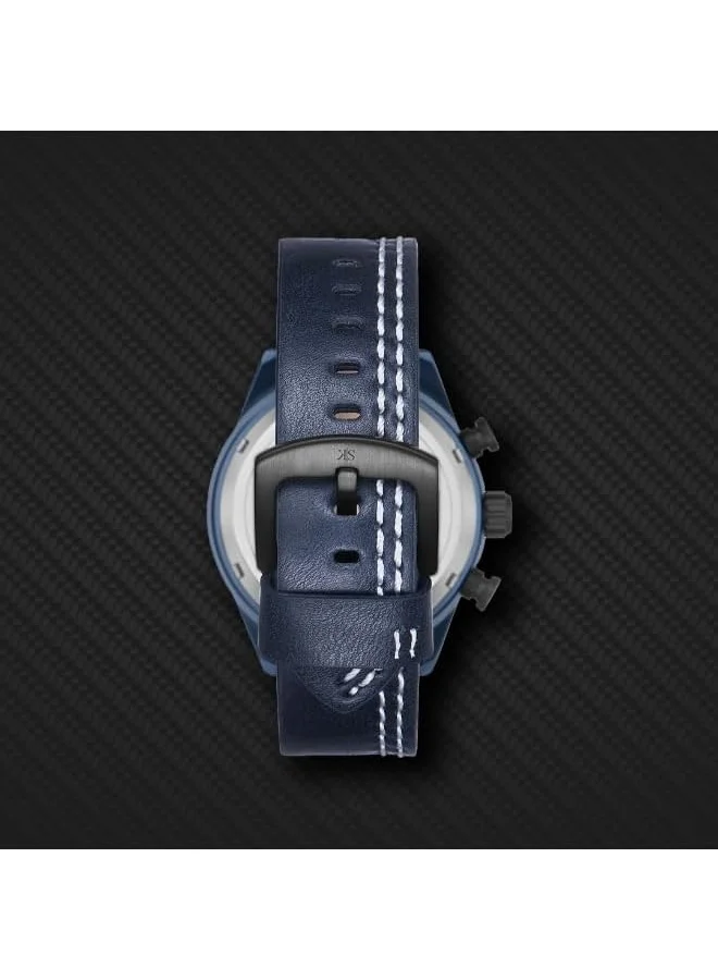 KENNETH SCOTT Kenneth Scott Men's Watch, Chronograph Display and PU Strap - K25107-LLLB, Blue
