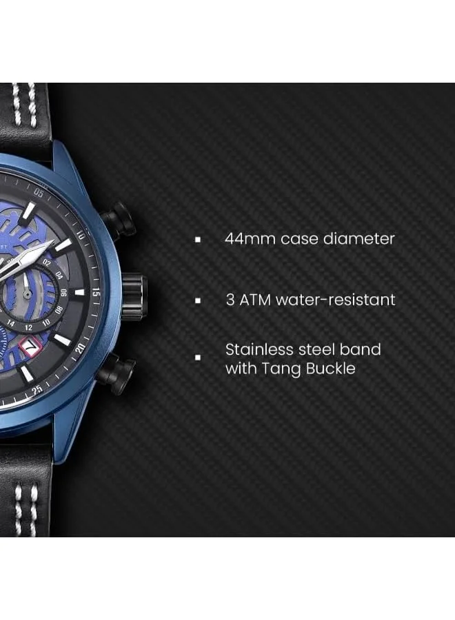 KENNETH SCOTT Kenneth Scott Men's Watch, Chronograph Display and PU Strap - K25107-LLLB, Blue