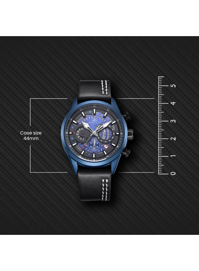 Kenneth Scott blue Men's PU Chronograph Watch K25107-LLLB - 44 mm for Men | Best Price UAE