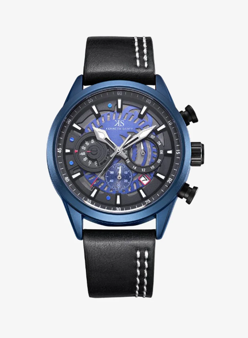 KENNETH SCOTT Men's PU Chronograph Watch K25107-LLLB - 44 mm