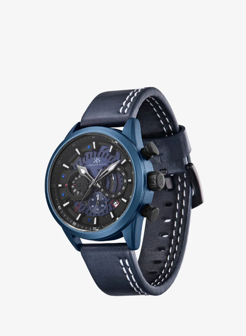 KENNETH SCOTT Men's PU Chronograph Watch K25107-LLLB - 44 mm