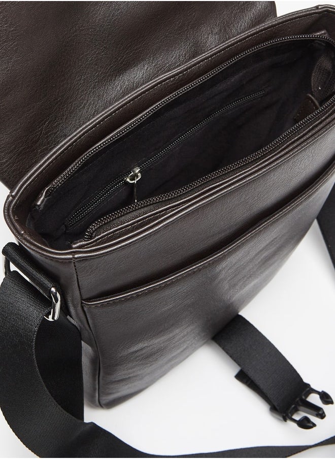 LBL by Shoexpress Solid Crossbody Bag with Adjustable Strap and Buckle Closure  - Image 5
