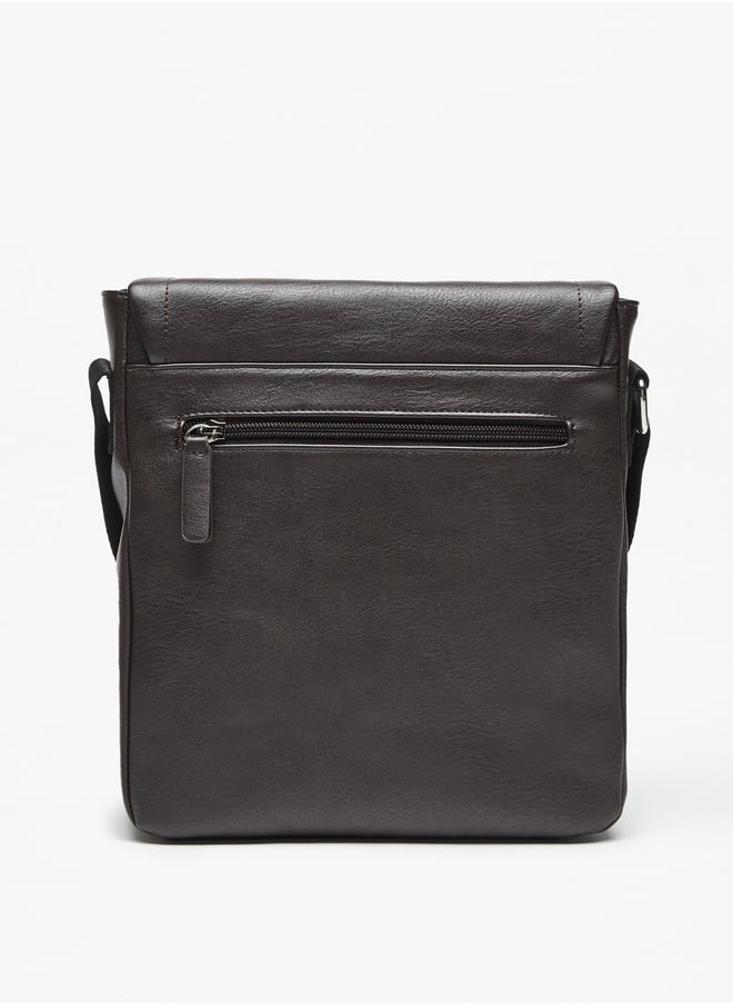 LBL by Shoexpress Solid Crossbody Bag with Adjustable Strap and Buckle Closure  - Image 4