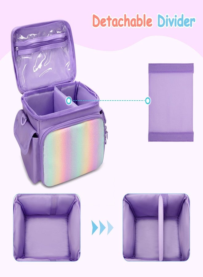 GRAOSO Carrying Case Compatible with Tonies, Storage Bag Organizer for Audio Player Starter Set, Figures, Headphones, Charging Station, Accessories, with Shoulder Strap and Handle, Purple (Case Only) - Image 3