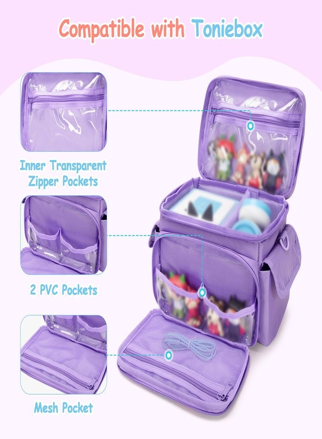 GRAOSO Carrying Case Compatible with Tonies, Storage Bag Organizer for Audio Player Starter Set, Figures, Headphones, Charging Station, Accessories, with Shoulder Strap and Handle, Purple (Case Only) - Image 2