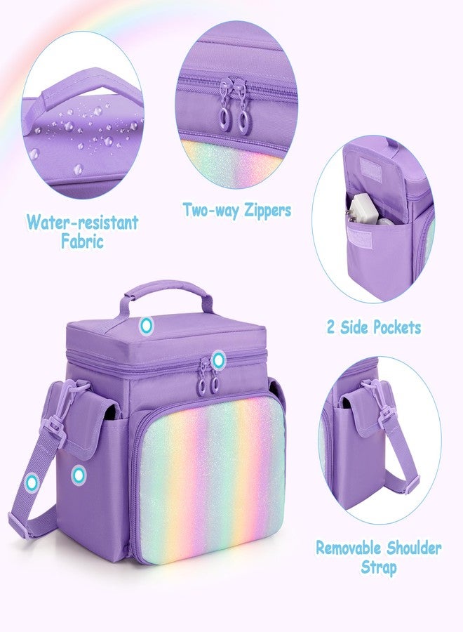 GRAOSO Carrying Case Compatible with Tonies, Storage Bag Organizer for Audio Player Starter Set, Figures, Headphones, Charging Station, Accessories, with Shoulder Strap and Handle, Purple (Case Only) - Image 4