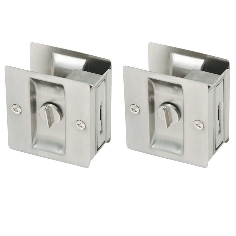 Design House 182121 Pocket Door Privacy Bed and Bath Lock 2Pack Satin Nickel