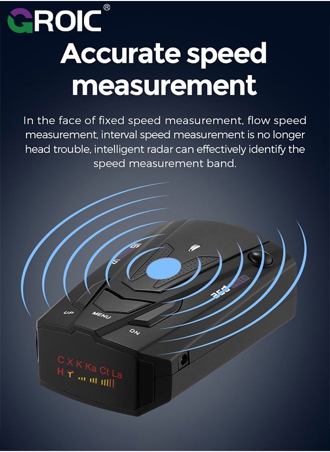 GROIC - Radar Detectors for Cars, Radar Detector with Automatic 360 Degree Detection, Vehicle Speed Alarm System, City Highway, Led Display, Voice Prompt Speed - Image 1
