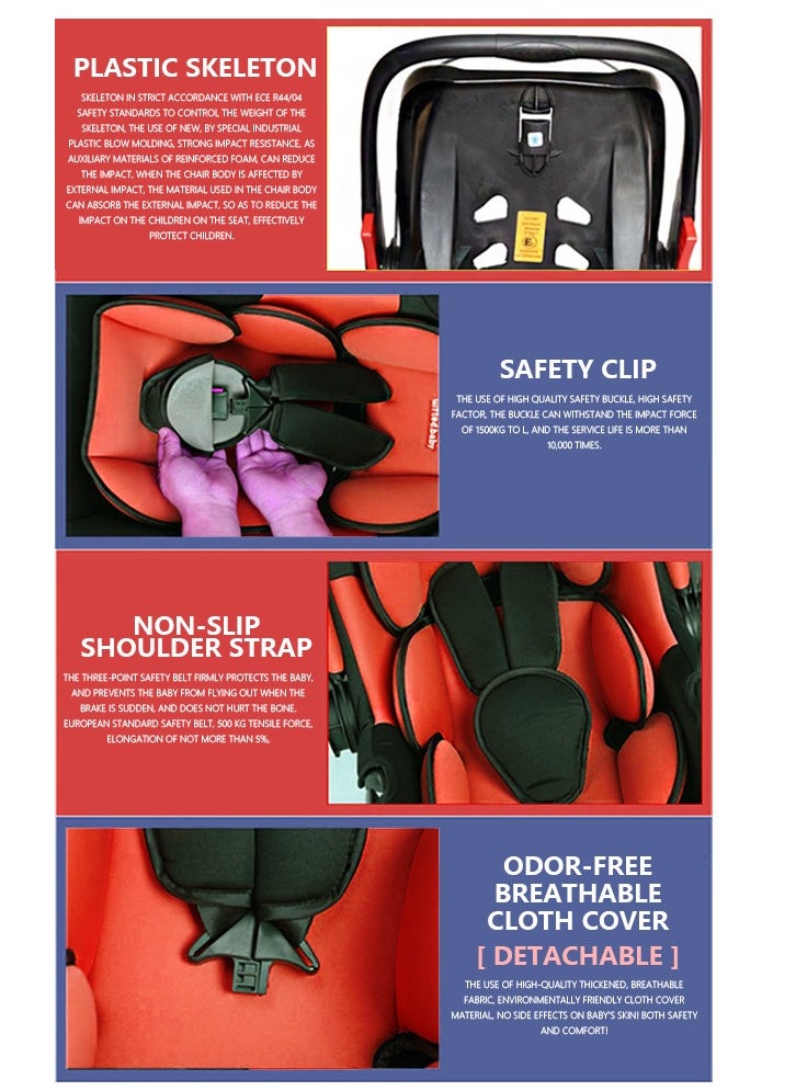 Occuwzz - Infant Safety Seat Sponge Cushion Secure Protection Portable Baby Car Seat Red - Image 1