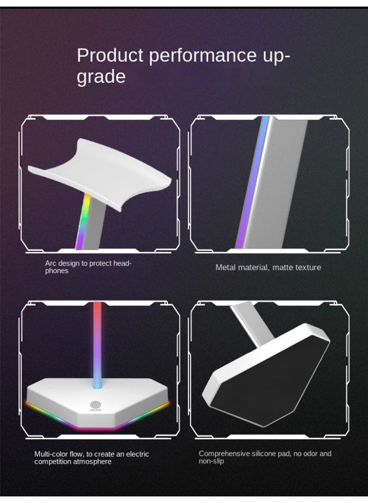 RGB Headphone Stand, Aluminum Alloy Gaming Headset Holder with Stable Base, Desk Organizer for Gaming Setup and Office - Image 5