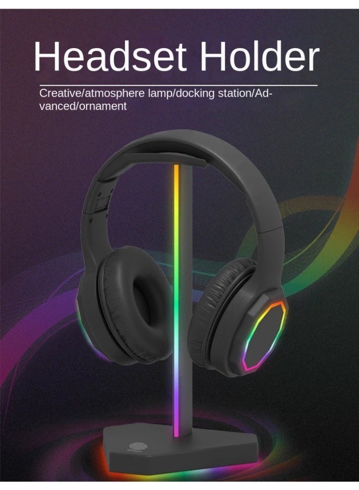 RGB Headphone Stand, Aluminum Alloy Gaming Headset Holder with Stable Base, Desk Organizer for Gaming Setup and Office - Image 2