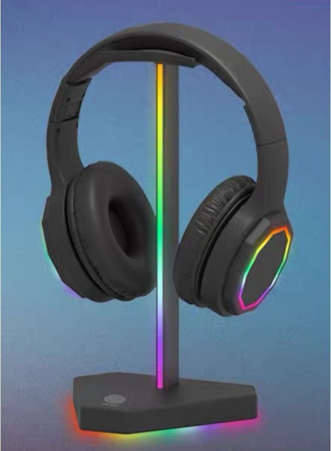 RGB Headphone Stand, Aluminum Alloy Gaming Headset Holder with Stable Base, Desk Organizer for Gaming Setup and Office - Image 1