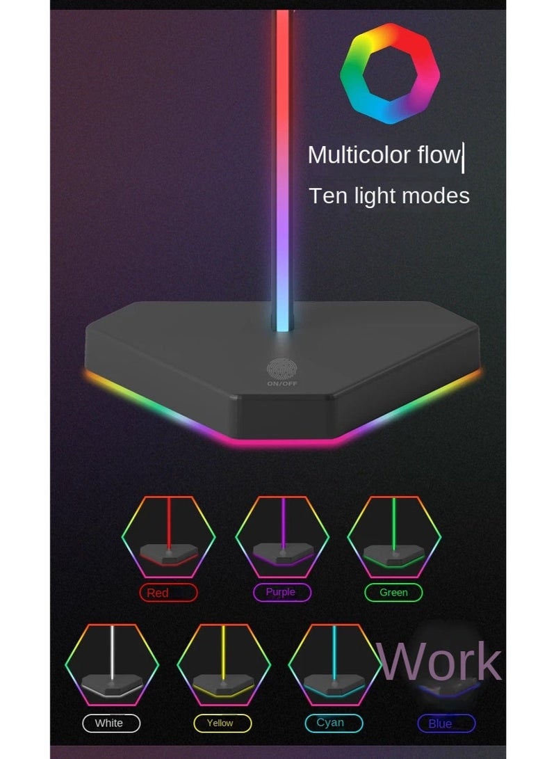 RGB Headphone Stand, Aluminum Alloy Gaming Headset Holder with Stable Base, Desk Organizer for Gaming Setup and Office - Image 3