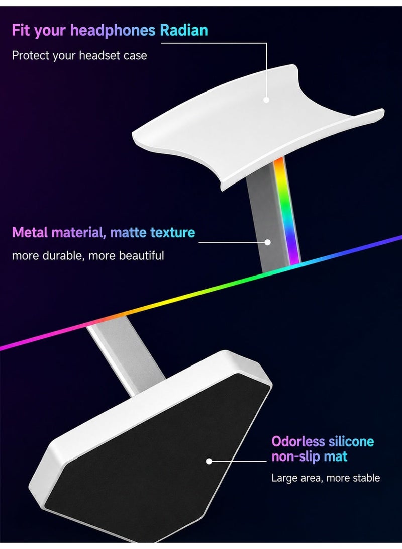 RGB Headphone Stand, Aluminum Alloy Gaming Headset Holder with Stable Base, Desk Organizer for Gaming Setup and Office - Image 4