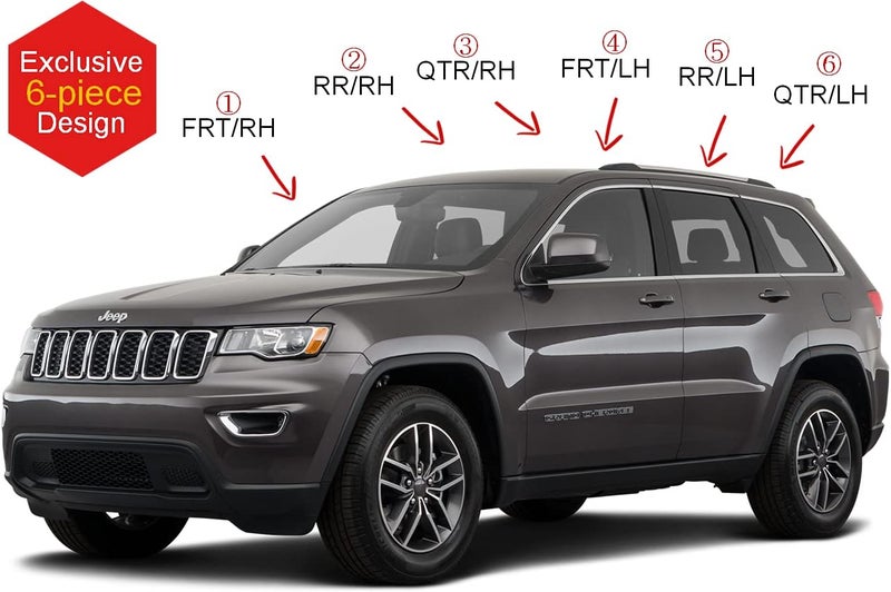 AUTO CLOVER Chrome Side Window Vent Visor 6 Piece Set for Jeep Grand Cherokee (2015-2021) - Image 3