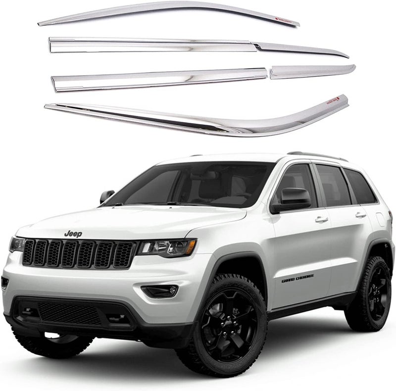 AUTO CLOVER Chrome Side Window Vent Visor 6 Piece Set for Jeep Grand Cherokee (2015-2021) - Image 1